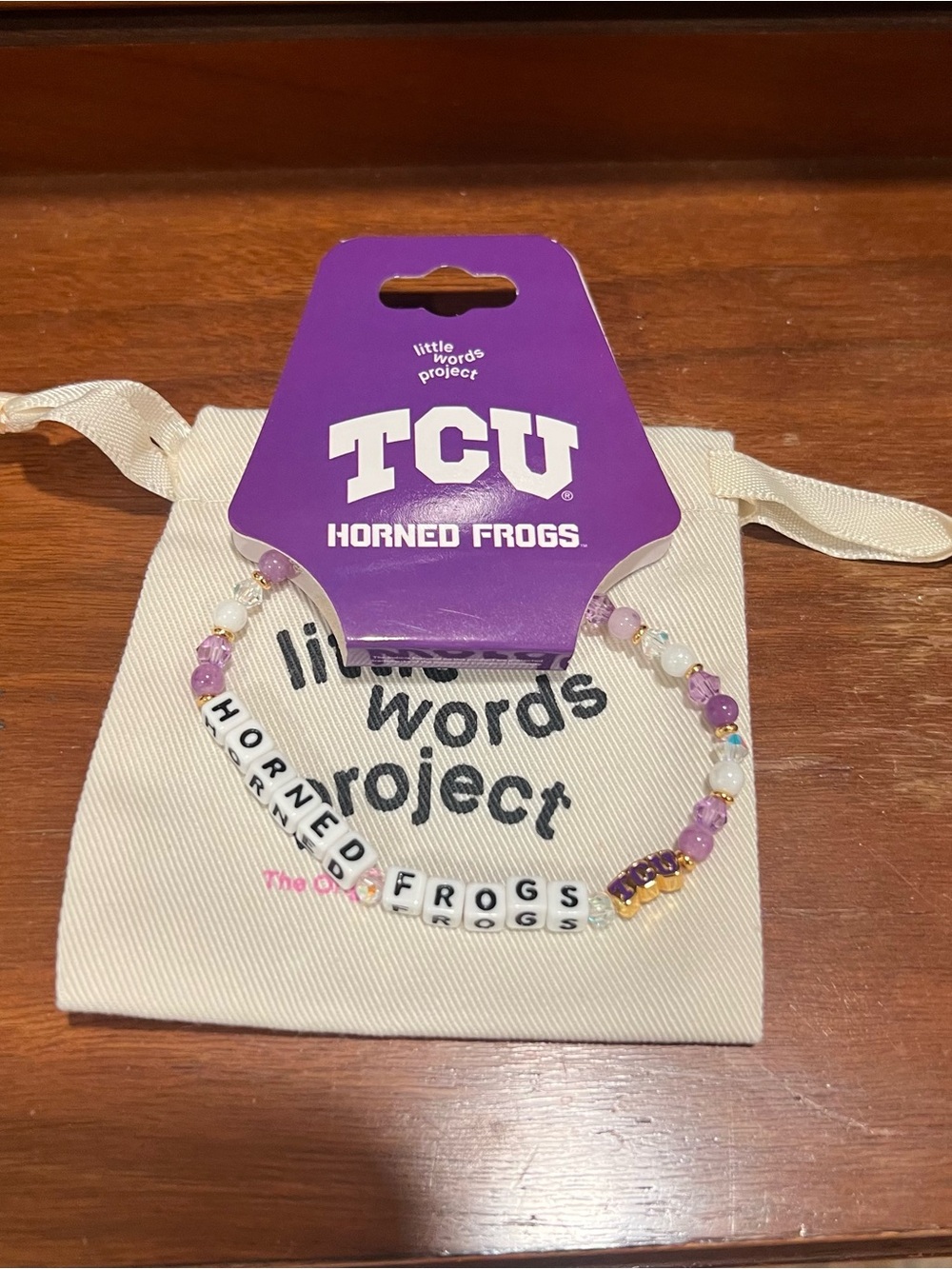 Little Words Project TCU Horned Frogs Bracelet NEW Purple
